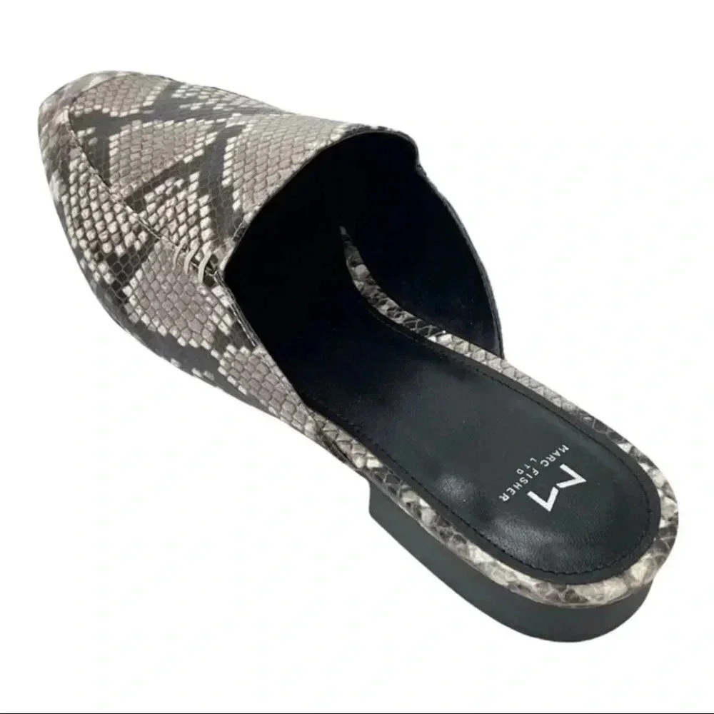 Marc Fisher LTD Pam2 Snake Embossed Leather Womens Flat Mules - Picture 11 of 16